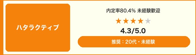 ハタラクティブ｜内定率80.4% 未経験歓迎 評価4.3/5.0